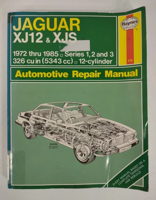 Jaguar XJ12 and XJS Automotive Repair manual Vintage 1986