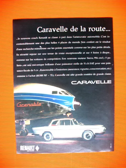 Publicite De Presse Renault Caravelle Coach Automobile French Ad 1962