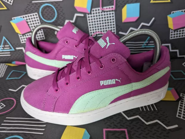 PUMA PURPLE TURQUOISE CANVAS Trainers UK Size 4 21.99 PicClick UK