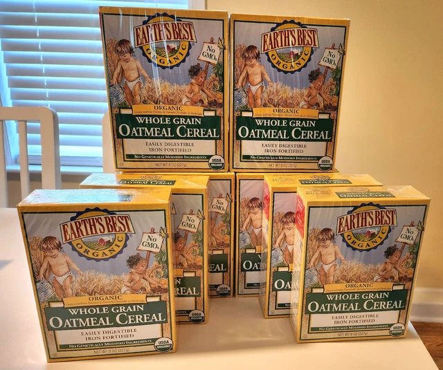 Pack of 8 - Earth's Best Organic Whole Grain Oatmeal Infant Cereal 8 oz.
