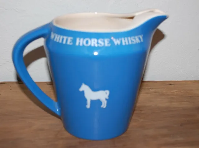 Pichet Bleu White Horse Whisky Vintage Ancien Carafe Collection Alcool Whiskey 2
