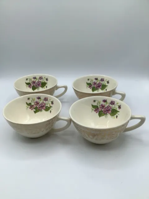 Set of 4 Vintage Cunnington & Pickett Springviolet Flat Cup 2 1/4"