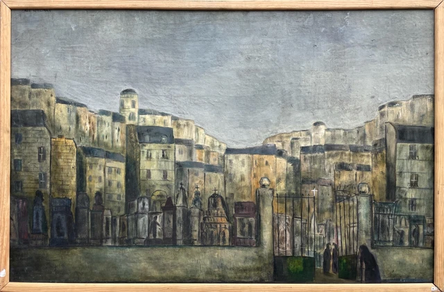 Fred Uhlman (1901-1985) Original Pintura Al Óleo Townscape - Alemán Interés