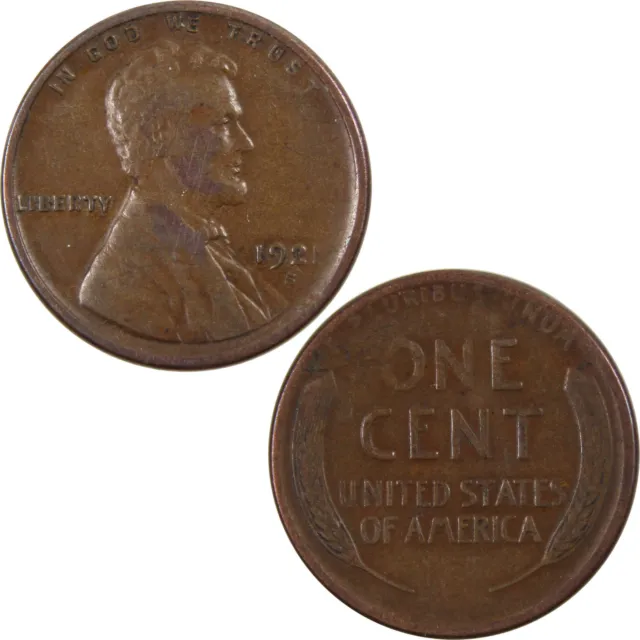 1921 S Lincoln Wheat Cent F Fine Penny 1c US Coin SKU:I3329
