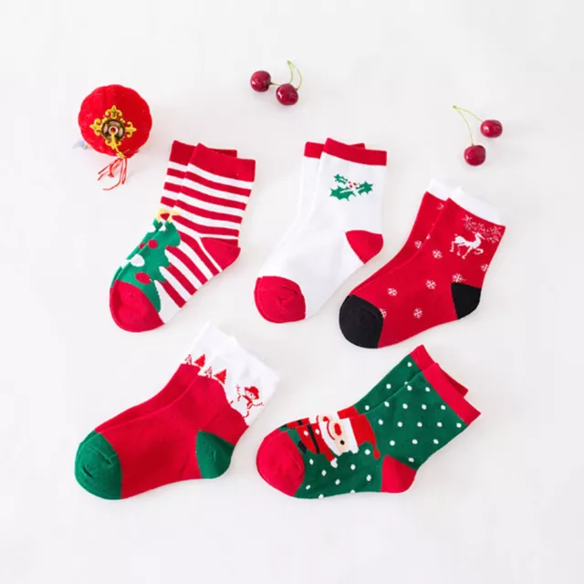 5 Pairs Christmas Stockings Funny Socks Winter Crew Baby Girl Child Boy Taste