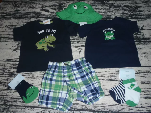Gymboree 0-3 Hat Top 3-6 Shirt Shorts Socks Outfit NWT Hop To It