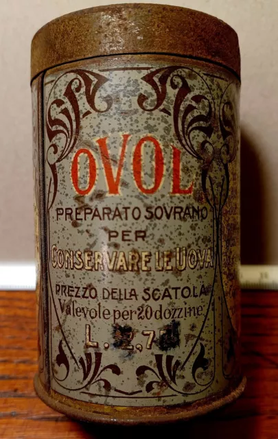 Farmacia PREPARATO OVOL -Rara Scatola Di Latta Vintage Tin Box