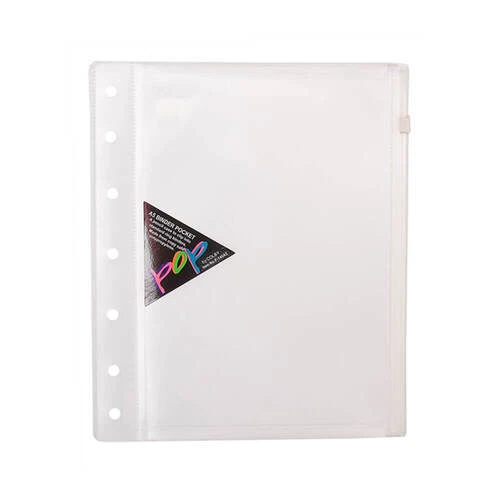 Standard Ring Binder Wallet Colby Pop Clear A5 Pocket with Nylon Side Zippered