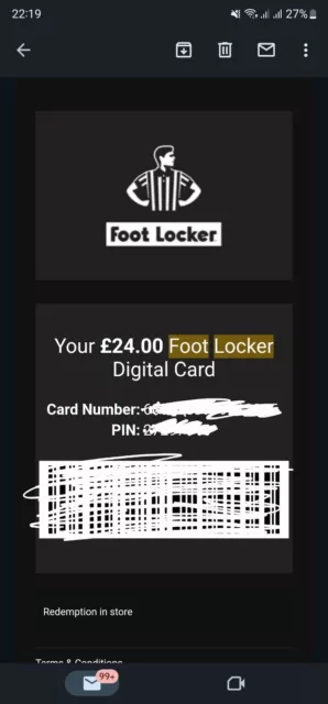£24 ONLY IN STORE FootLocker Giftcard