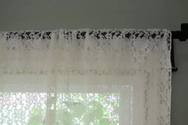 Floral Sheer Lace Window Curtain Panel Decorative Drapes for Home/Special Events