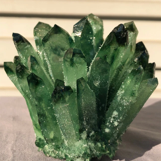 475g   New Find Green Phantom Quartz Crystal Cluster Mineral Specimen Healing