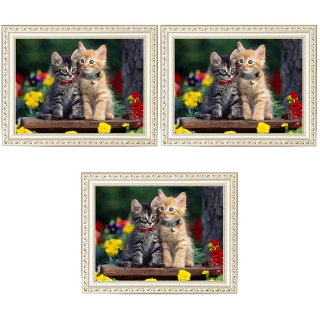 3 stücke 5d diy diamant kreuzstich malerei cartoon tiere katzen stickerei tier