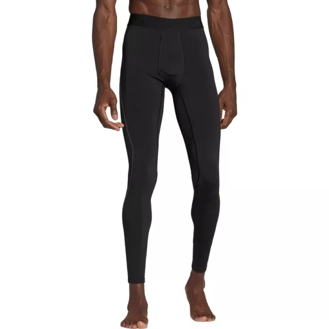 Mens Adidas Running Tights Bottoms Pants - Running Fitness Gym - Black