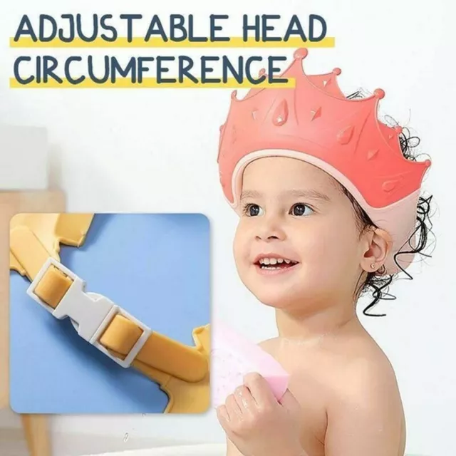 Adjustable Baby Shower Cap Children Shampoo Bath Wash Hair Shield Crown Hat