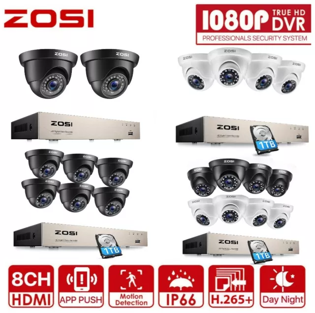 ZOSI H.265+ Kit Vidéo surveillance Caméra de Sécurité Filaire CCTV Alarme Maison
