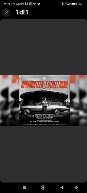 2 BIGLIETTI CONCERTO BRUCE SPRINGSTEEN FERRARA PIT B 18-05-23 (prezzo cadauno)