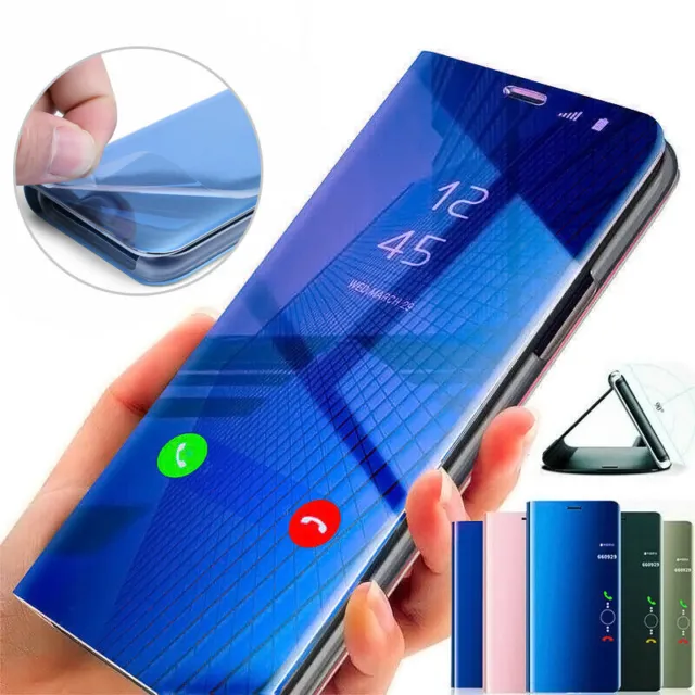 For Samsung Galaxy S8 / S8 Plus Smart View Mirror Flip Stand PU Phone Case Cover