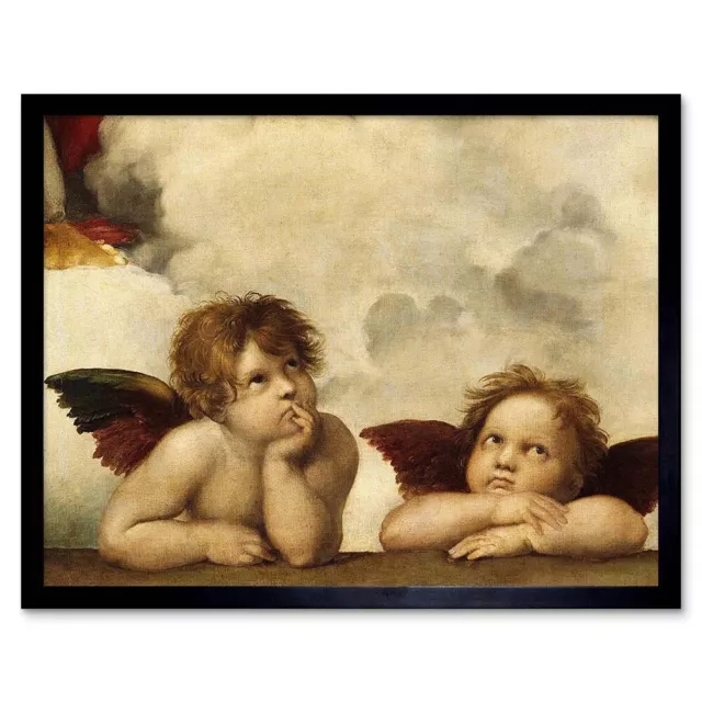 Raphael Sistine Madonna Group Of Angels Old Master Painting 12X16 Framed Print