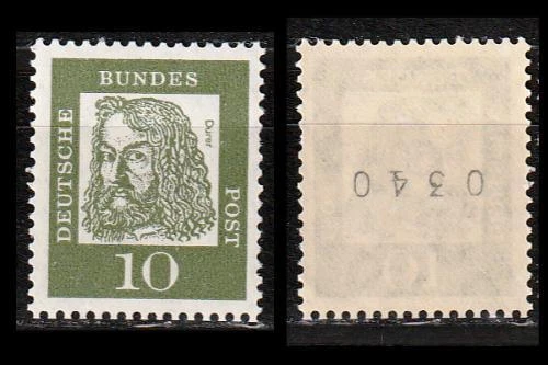 Bedeutende Deutsche - 10 Pf Mi. 350 y R Rollenmarke mit Nr. 0340 POSTFRISCH