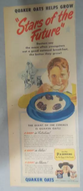 Quaker Cereal Ad: "Stars of the Future" from 1940's Size: 7 x 15 inches