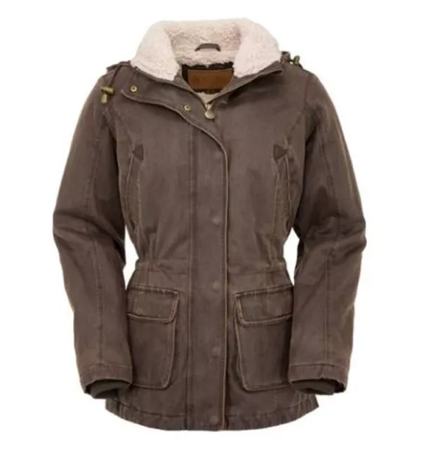 Outback Trading Co Ladies Woodbury Canyonland Jacket Sherpa Hood Brown #2864-BRN