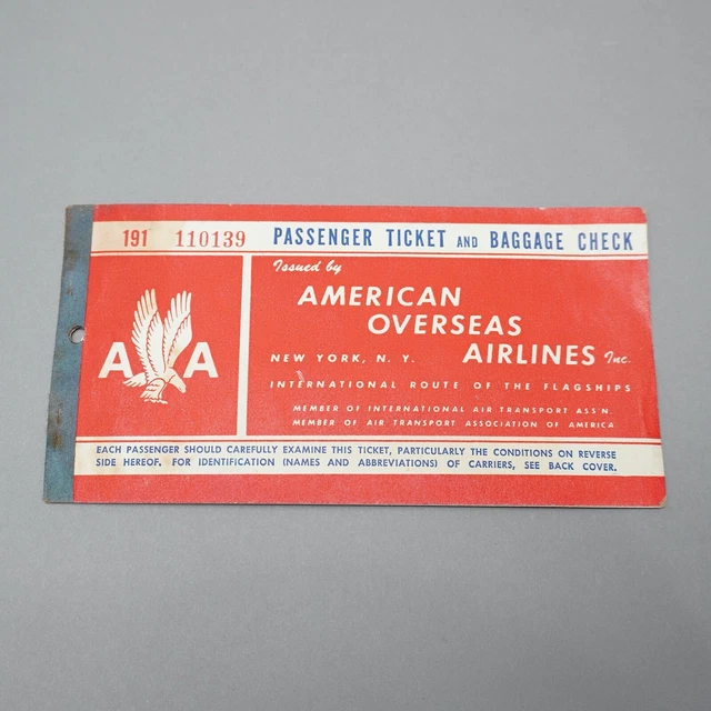 American Overseas Airlines Passenger Ticket 1948 Berlin Frankfurt 1.99.HLD