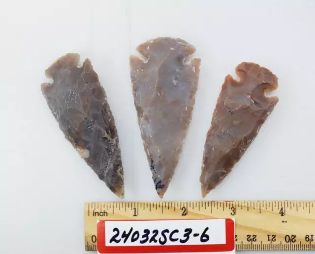 3 Piece Collection 3" Spearheads - Arrowheads - Hand Knapped Agate/Jasper