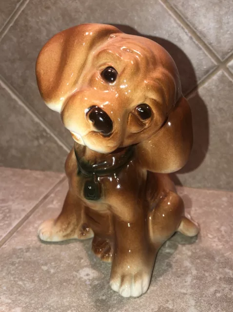 Vintage Royal Copley Puppy Dog Cocker Spaniel Figurine Pottery 1950s