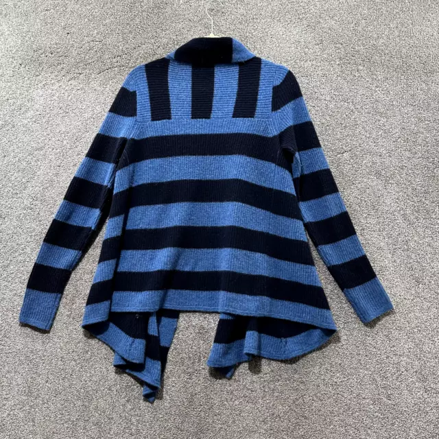 Splendid Cardigan Sweater Small Cashmere Blue Striped Open Draped Long Sleeve 2