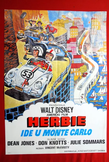 Herbie Monte Carlo Walt Disney 1977 Vw Rare Beetle Exyu Movie Poster