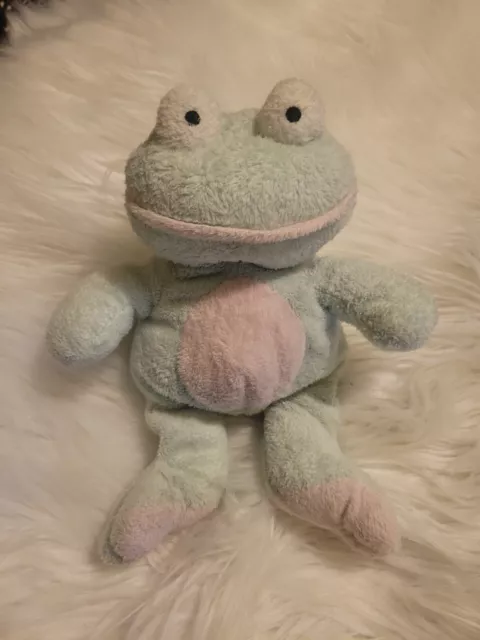 TY PLUFFIES FROG Grins Plush Stuffed Animal Bean Toy Pink & Green