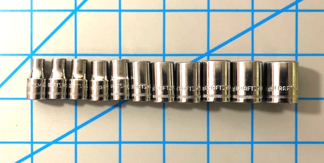 CRAFTSMAN  11 pc Socket Set 1/4" Drive 6pt 4-13mm S-AE 43505 - 43514 (S11)