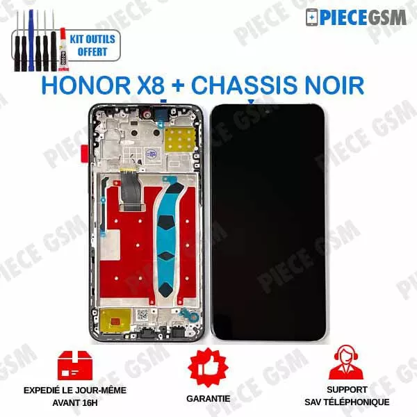 ECRAN LCD + VITRE TACTILE + FRAME pour HUAWEI HONOR X8 NOIR + outils - ORIGINAL