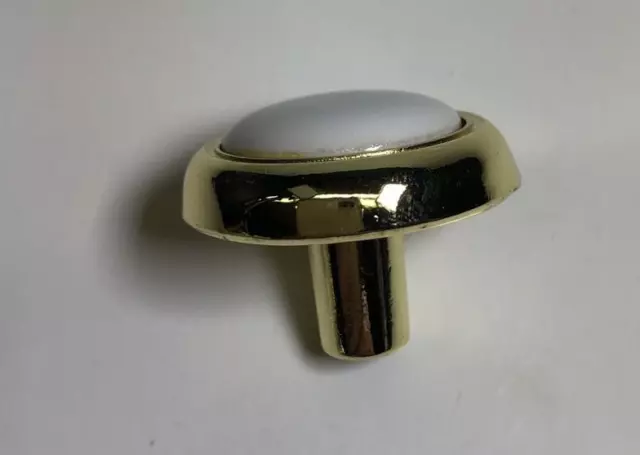 10 Amerock BP1921-PBW Round Polished Brass & White Ceramic Center Knob Pull 3