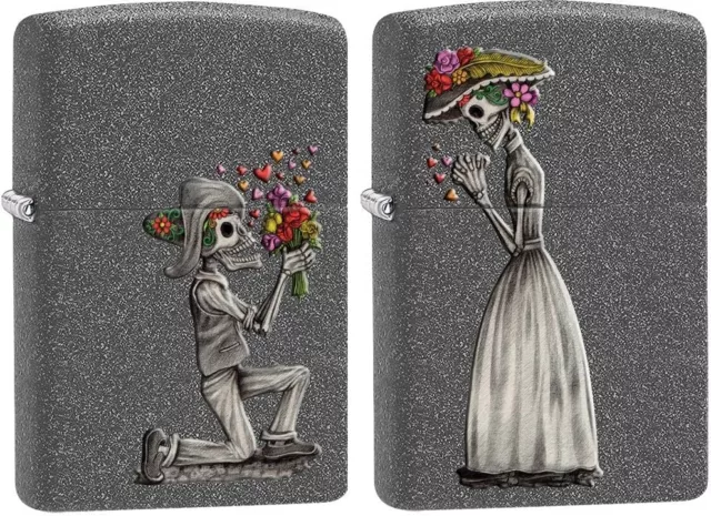 Zippo 28987, Skeleton Love, 2 Piece Set, Iron Stone Finish Lighter, Full Size