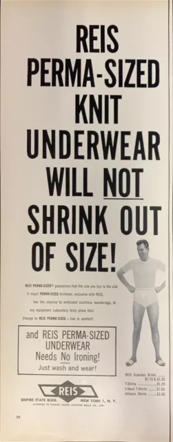 Vintage 1956 Reis No Iron Mens Underwear Man In Undies Print Ad Advertisement