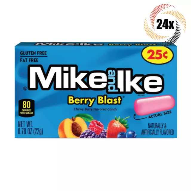 Full Box 24x Packs Mike & Ike Berry Blast Flavor Chewy Candy | .78oz | Fat Free