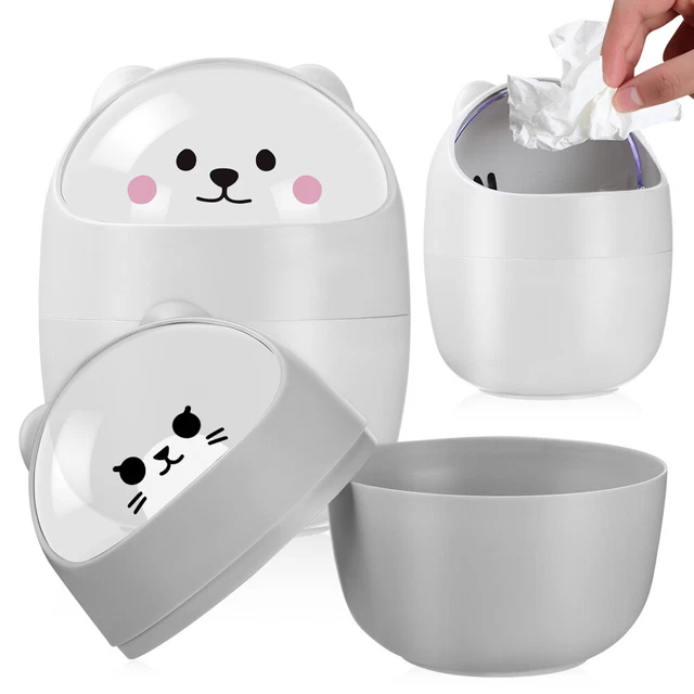 2pcs Desktop Müll kann Mini -Katzen -Müll können Mülleimer mit Deckel schöner