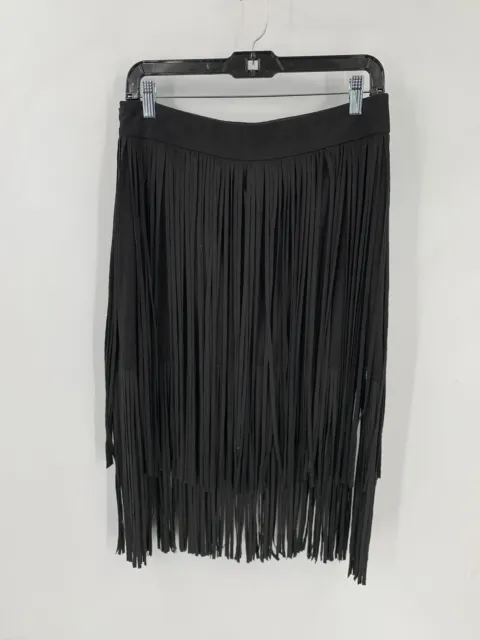 ZARA WOMAN MIDI Skirt With Fringe Black Size S NWT $39.00 - PicClick