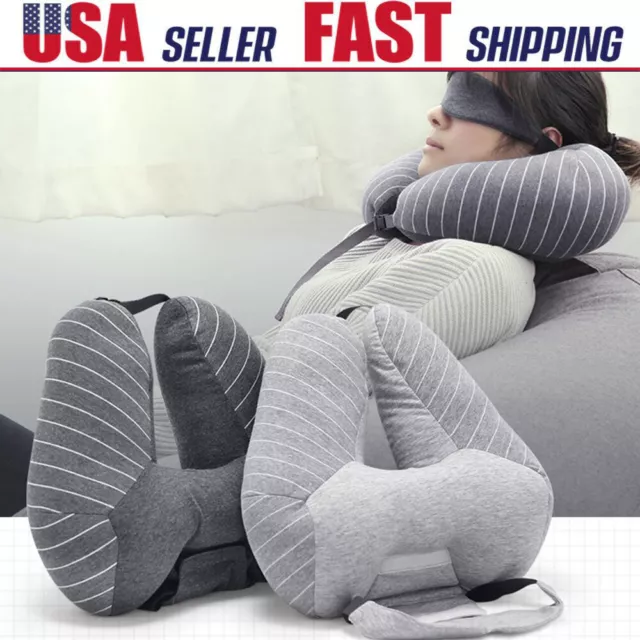 Travel Airplane Neck Pillow for Sleeping 2in1 U-shape Pillow with Eye Mask P7R4