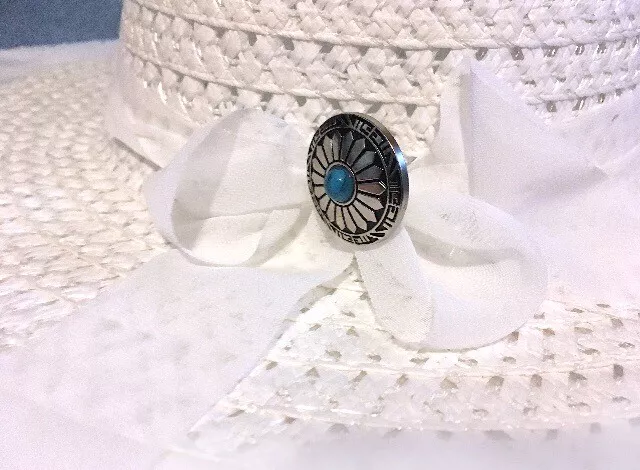 Southwest HATPIN with TURQUOISE STONE - 9.5 inch Long - Silver Finish Setting 2