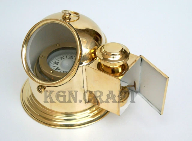 Boussole Flottante En Laiton Antique – Dimensions 22,3 X 18,4 X 17 Cm, Pour Bateau, Décoration Ou Navigation