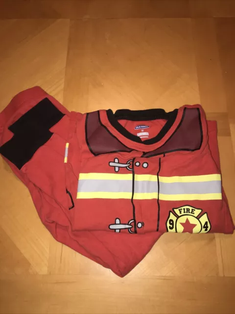 Unisex Old Navy Fireman Fire Fighter Costume Pajamas size 5T Fire Chief