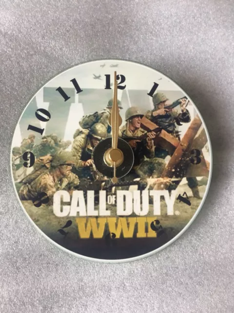 Novelty CD Gift Clock - Call of Duty WW2 INCLUDES box, stand & battery!