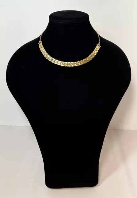 JCM Vermeil Gold Over Sterling Woven Choker Collar Necklace 925 Adjustable 16”