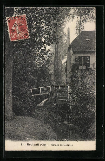 CPA Breteuil, Moulin des Moines 1916