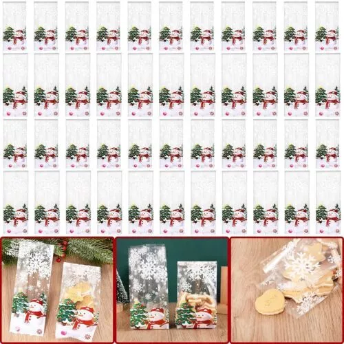 100Pz Sacchetti Regalo Di Natale pupazzo di neve Natalizia Regalo Confezione Con