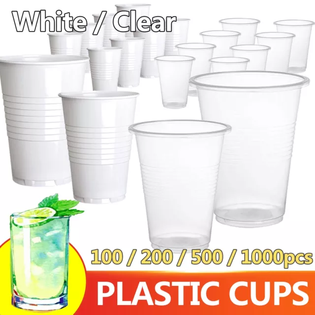 Disposable Plastic Cups Clear Reusable Drinking Water Cup Party 200ml 450ml Bulk