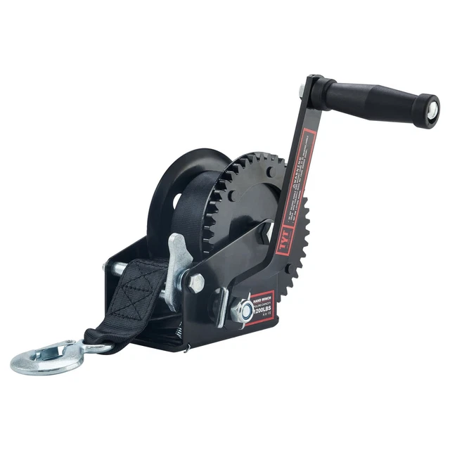 TYT 1200LB Boat Trailer Strap Winch with 26FT Black Rope For ATV Boat Trailer