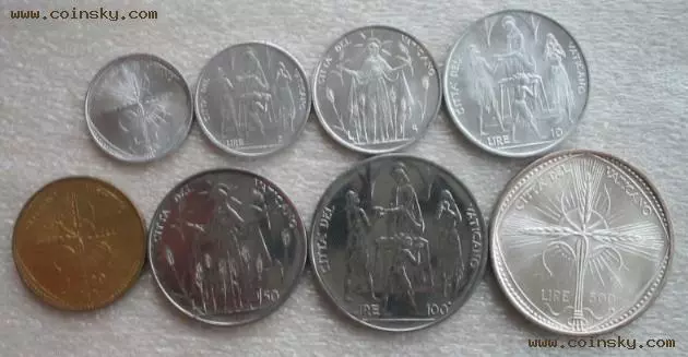 VATICAN 1-500 Lire 1968 UNC 8 Coins Set FAO